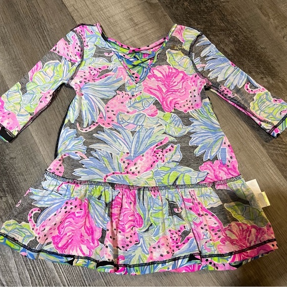 Lilly Pulitzer Girls Jena Dress in Onyx Jaguar Jungle size XS 2/3 - Picture 3 of 6
